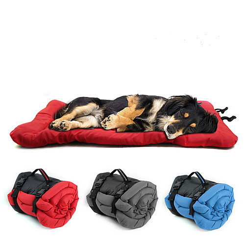 

Dogs Cats Bed Mats & Pads Fabric Portable Warm Travel Color Block Red Blue Gray