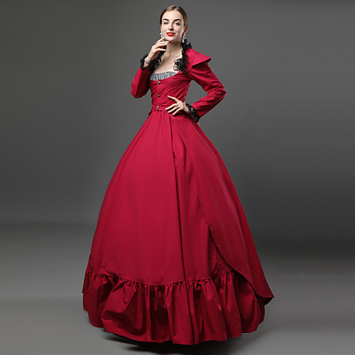 фото Готика викторианский стиль средневековый 18-ый век платья костюм для вечеринки маскарад жен. хлопок костюм винтаж косплей для вечеринок выпускной длинный рукав в пол большие размеры индивидуальные lightinthebox