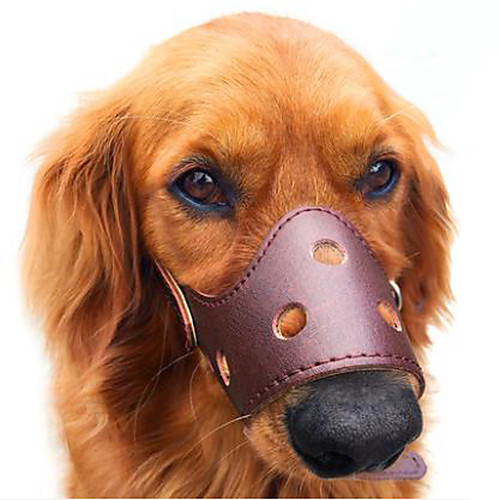 фото Собака намордники анти кора однотонный настоящая кожа коричневый lightinthebox