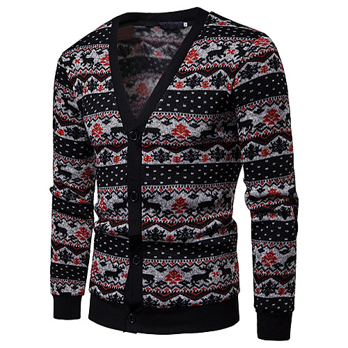 

Men's Geometric Long Sleeve Cardigan Sweater Jumper, V Neck Fall / Winter Black / Blushing Pink US36 / UK36 / EU44 / US40 / UK40 / EU48 / US42 / UK42 / EU50