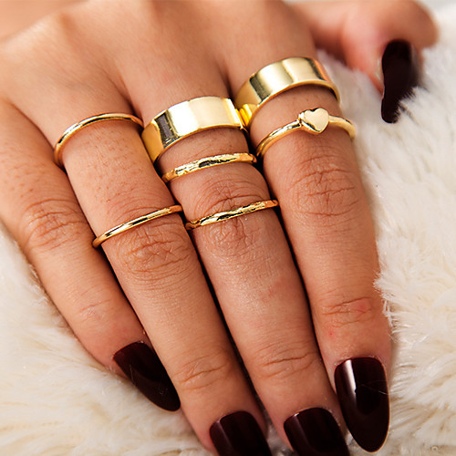 

Women's Ring Ring Set 7pcs Gold Alloy irregular Simple Classic Vintage Daily Street Jewelry Classic Heart