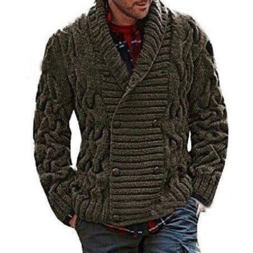 

Men's Color Block Long Sleeve EU / US Size Cardigan Sweater Jumper, Deep V Black / Army Green / Gray US34 / UK34 / EU42 / US36 / UK36 / EU44 / US40 / UK40 / EU48