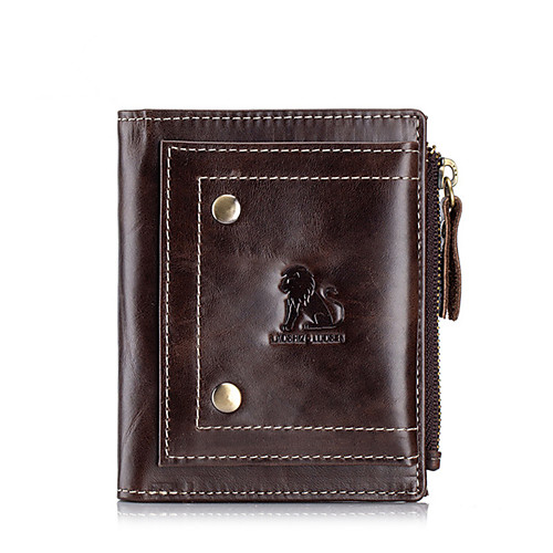 

Men's Zipper Cowhide Wallet Animal Black / Coffee