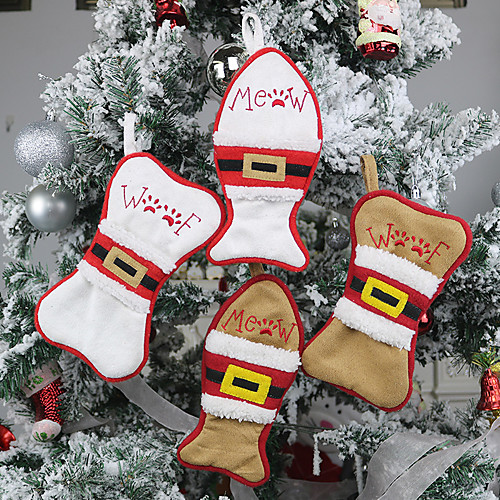 

Рождественский маленький носок конфеты держатель подарка рождественская елка украшения коричневые белые кости рыбы