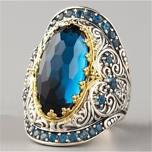 

Women's Ring Synthetic Sapphire 1pc Dark Blue Gold Plated Geometric Fashion Party Daily Jewelry Geometrical Star Cool