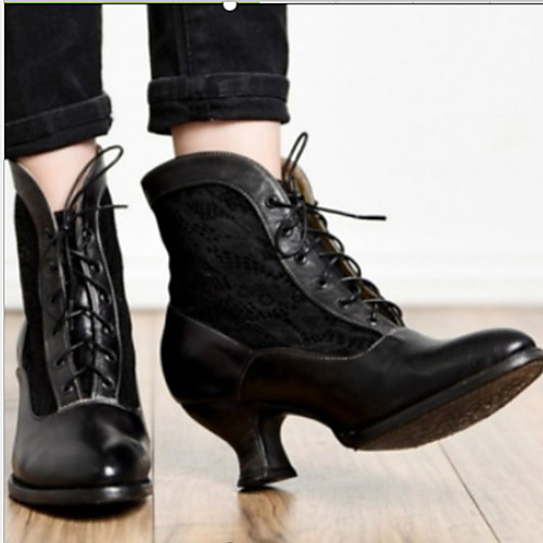 

Women's Boots Chunky Heel Round Toe Microfiber Booties / Ankle Boots Fall & Winter Black