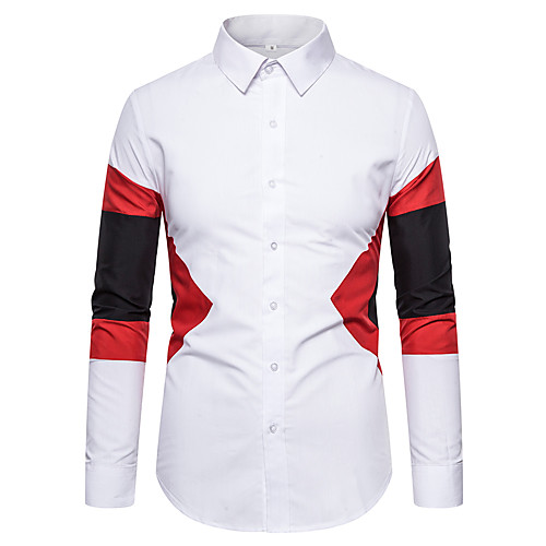 

Men's Daily Basic Shirt - Color Block Red