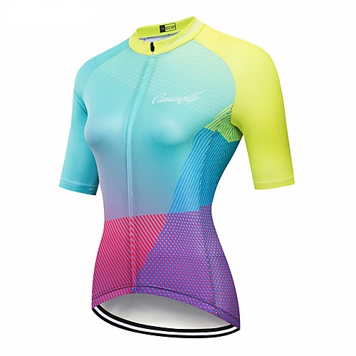 

CAWANFLY Women's Short Sleeve Cycling Jersey Terylene Red / Yellow Gradient Bike Jersey Top Mountain Bike MTB Road Bike Cycling Breathable Quick Dry Back Pocket Sports Clothing Apparel / Advanced