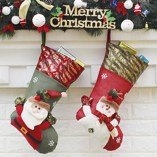 

Рождественский чулок Санта-Клаус Мешковина носок Рождество Новый год подарок конфеты сумки