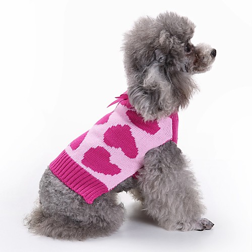 фото Собаки свитера одежда для собак бант любовь пурпурный акриловые волокна костюм назначение корги гончая шиба-ину зима универсальные милый стиль простой стиль Lightinthebox