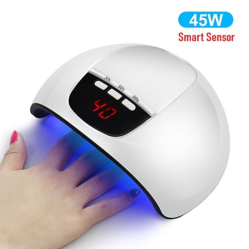 

Умная лампа для ногтей 45 Вт уф-светодиодная сушилка для ногтей автоматическое определение с таймером ЖК-дисплей двойной источник света подходит для всех гелей