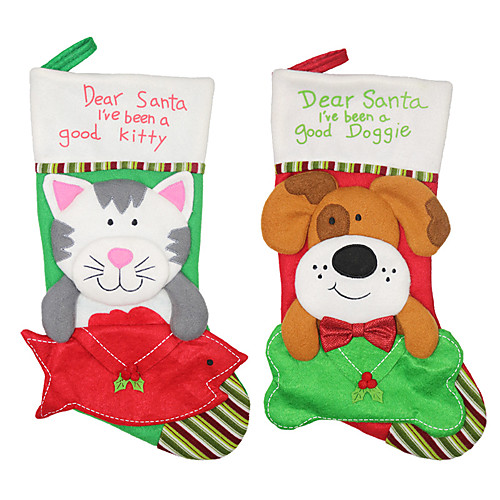 

рождественские чулки кошка собака новогодний мешок конфет елочные украшения вечеринка дети подарочные пакеты