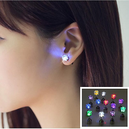 

2pcs LED Grow Light Up Bright Dance Christmas Halloween Earring Ear Stud Earrings Luminous Glow