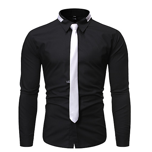 

Men's Daily Work Business / Basic Shirt - Solid Colored Black