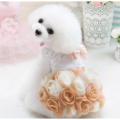 фото Собаки коты животные платья одежда для собак цветы лиловый кофейный полиэстер костюм назначение лето свадьба Lightinthebox