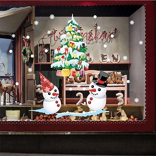 

новый год новогоднее украшение наклейки на стену санта-снеговик наклейки мультфильм стекло статические наклейки окно магазин наклейки