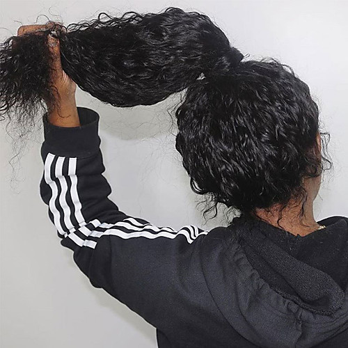 

человеческие волосы Remy 4X13 Закрытие Лента спереди Парик Средняя часть Боковая часть Свободная часть стиль Бразильские волосы Волнистые Парик 130% Плотность волос