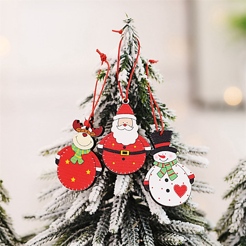 

6 шт. Рождественский снеговик дед мороз деревянные подвески украшения рождественская елка поделки для детей подарок