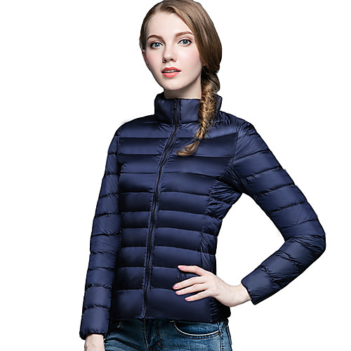 

Жен. Однотонный Короткая Пуховик, Нейлон Черный / Винный / Белый S / M / L