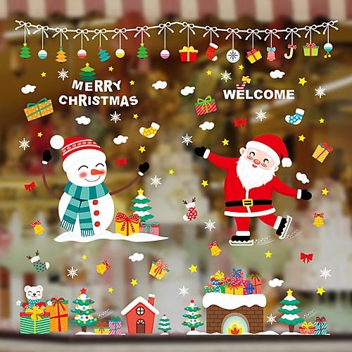 

рождество санта клаус и снеговик оконная пленка&усилитель; наклейки украшения с рисунком / рождественские праздники / персонаж пвх (поливинилхлорид) наклейка окна / новый дизайн / дверная наклейка