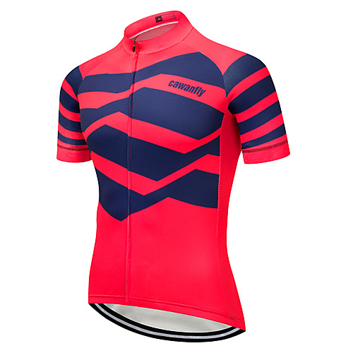 

CAWANFLY Men's Short Sleeve Cycling Jersey RedBlue Geometic Bike Jersey Top Mountain Bike MTB Road Bike Cycling Breathable Quick Dry Back Pocket Sports Terylene Clothing Apparel / Advanced / Expert
