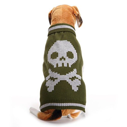 фото Собаки свитера одежда для собак черепа зеленый акриловые волокна костюм назначение корги гончая шиба-ину осень зима универсальные хэллоуин Lightinthebox