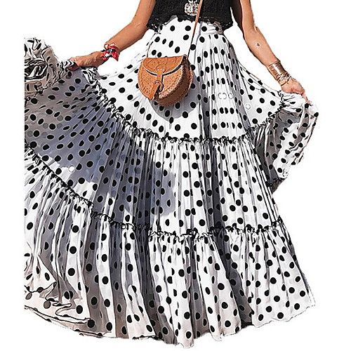 

Women's Swing Skirts - Polka Dot White S M L