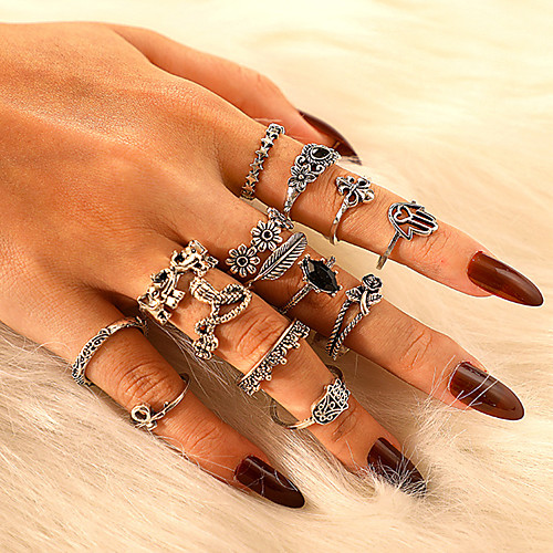 

Жен. Кольцо Ring Set 14pcs Серебряный Сплав Необычные Классика Винтаж модный Подарок Повседневные Бижутерия Старинный Слон Сердце Звезда