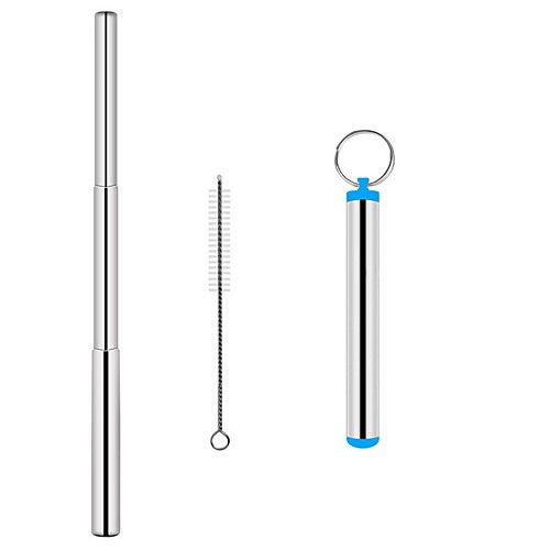 

Stainless Steel Telescopic Drinking Straw Portable straw For Travel Reusable Collapsible Metal Drinking Straw With Brush Random Color