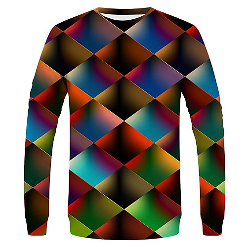 

Men's Rainbow Graphic T-shirt Street chic Exaggerated Holiday Club Round Neck Rainbow / Long Sleeve