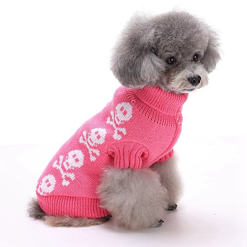 фото Собаки свитера одежда для собак черепа черный розовый серый акриловые волокна костюм назначение корги гончая шиба-ину зима универсальные на каждый день хэллоуин Lightinthebox
