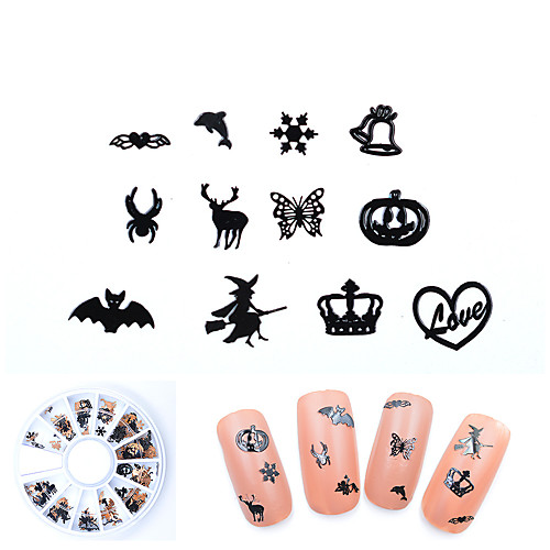 

120PCS/PACK DIY Halloween Bat Nail Accessories Cooper Pumpkin Lantern Metal Spider Shape Nail Decoration