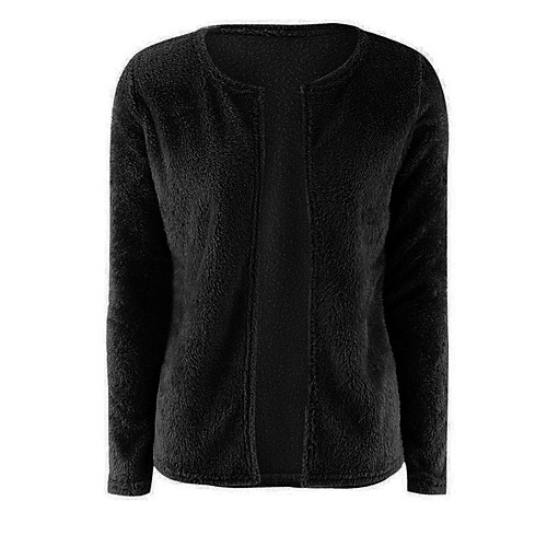 

Жен. Однотонный Длинный рукав Кардиган Черный / Светло-серый / Белый S / M / L