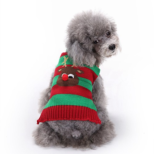

Dogs Sweater Winter Dog Clothes Black Green Red Costume Corgi Beagle Shiba Inu Acrylic Fibers Stripes Animal Reindeer Halloween Christmas XXS XS S M L XL