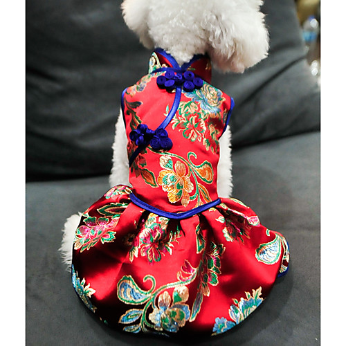 

Собаки Коты Животные Платья Одежда для собак С принтом Красный Полиэстер Костюм Назначение Лето Этнический Новый год
