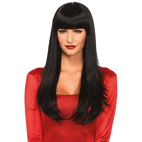 

Human Hair Capless Wigs Human Hair Straight / Natural Straight Layered Haircut / Asymmetrical / Side Part / Neat Bang Style Party / Comfortable / Natural Hairline Black Very Long Capless Wig Women's