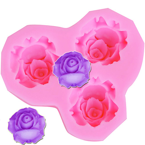 

3 отверстия цветок розы силиконовые формы торт помадка конфеты шоколадные инструменты для выпечки
