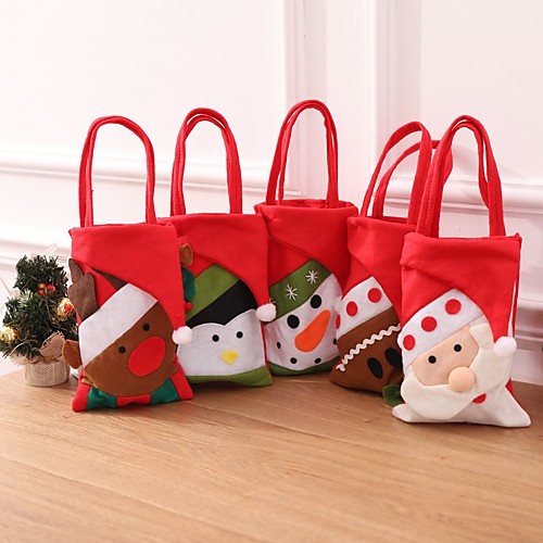 

5 шт. Новогодние рождественские подарки санта-клаус снеговик конфеты сумки висит сумка с рождеством хранения