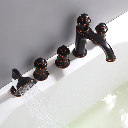 

Смеситель для ванной - Современный Хром / Начищенная бронза Разбросанная Керамический клапан Bath Shower Mixer Taps