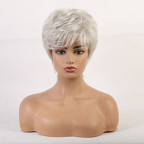 

Human Hair Capless Wigs Human Hair Curly Bob / Pixie Cut / Layered Haircut / Asymmetrical Style Cool / Comfortable / Natural Hairline White Short Capless Wig Women's / All / African American Wig