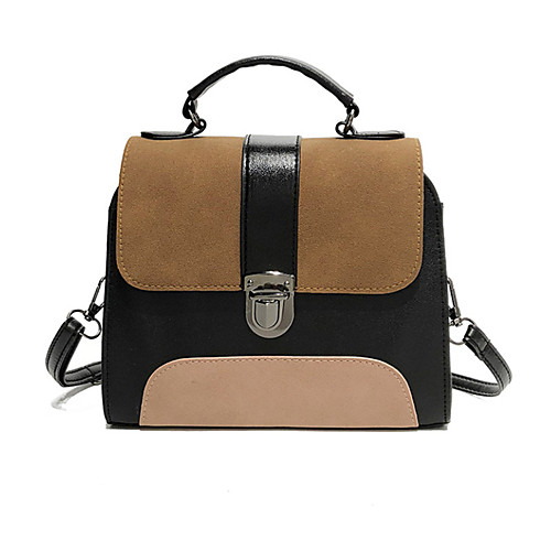 

Women's Polyester / PU Top Handle Bag Color Block Brown / Green / Gray