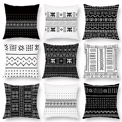 

Black And White Geometric Pillowcases Lightweight Sofa Pillowcases By Lumbar Pillows