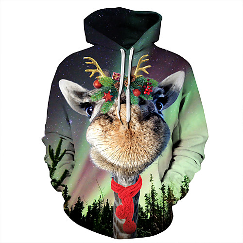 

Men's Basic / Christmas Hoodie - Print / 3D / Cartoon Black US32 / UK32 / EU40