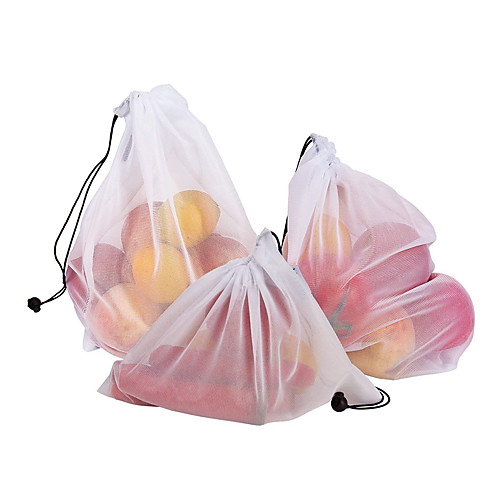 

3шт сетка мешок овощей и фруктов сетчатый мешок полиэстер сетка сращивания сетка сумка многоразовые кухня хранения продуктов организатор
