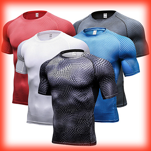 

Men's Compression Shirt Sports Solid Colored Tee / T-shirt Compression Clothing Exercise & Fitness Basketball Short Sleeve Activewear Breathability Stretchy