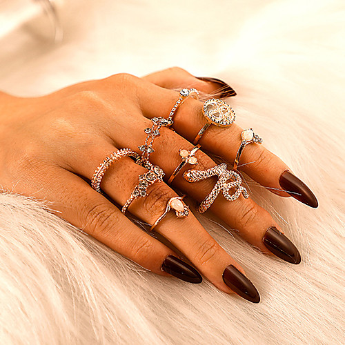 

Жен. Кольцо Ring Set 9pcs Золотой Стразы Сплав Необычные Классика Винтаж модный Подарок Повседневные Бижутерия Ретро Змея Корона