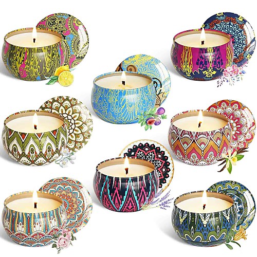 

8pcs/set Scented Candle Gift Set Natural Plant Soy Wax Smokeless Candle Set Aromatherapy Candle Set