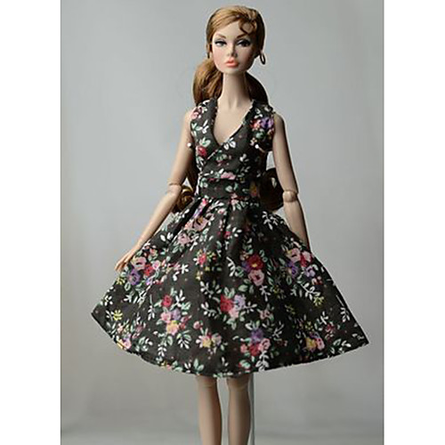 

Doll Dress Party / Evening For Barbiedoll Floral Floral Botanical Black Polyester Dress For Girl's Doll Toy