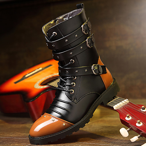 

Men's Combat Boots Leather / Nappa Leather Fall & Winter Vintage Boots Non-slipping Black / Brown