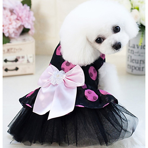 фото Собаки коты животные платья одежда для собак бант черный полиэстер костюм назначение лето свадьба Lightinthebox